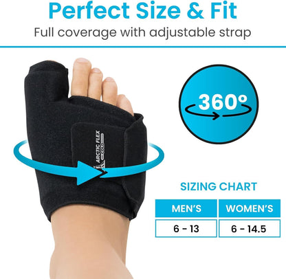 Arctic Flex Foot Ice Pack (Pair) Toe Wrap for Bunion, Plantar Fasciitis, Hallux Valgus, Gout, Swelling & Injuries - Cold & Heat Gel Therapy for Joint Pain Relief & Feet Recovery - Reusable Compression