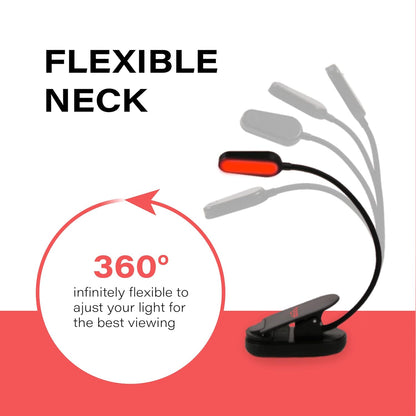 hooga Amber Book Light – Blue Light Blocking Reading Light for Bed, Stepless Dimming, Rechargeable Clip-On Night Light, 1600K Amber & 625nm Red LED for Night Reading