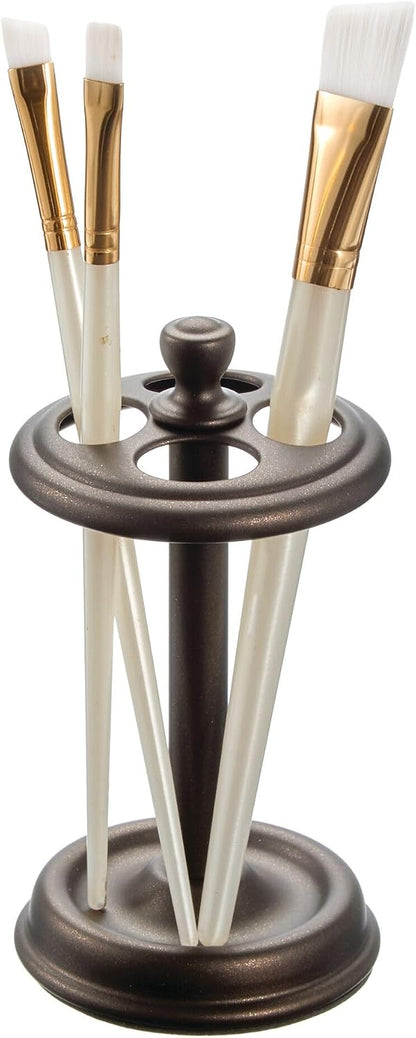 iDesign Steel Divided Toothbrush Holder Stand, 3.25" x 3.25" x 5.75" | Four Divided Compartments, Brushed Nickel & Polished Chrome
