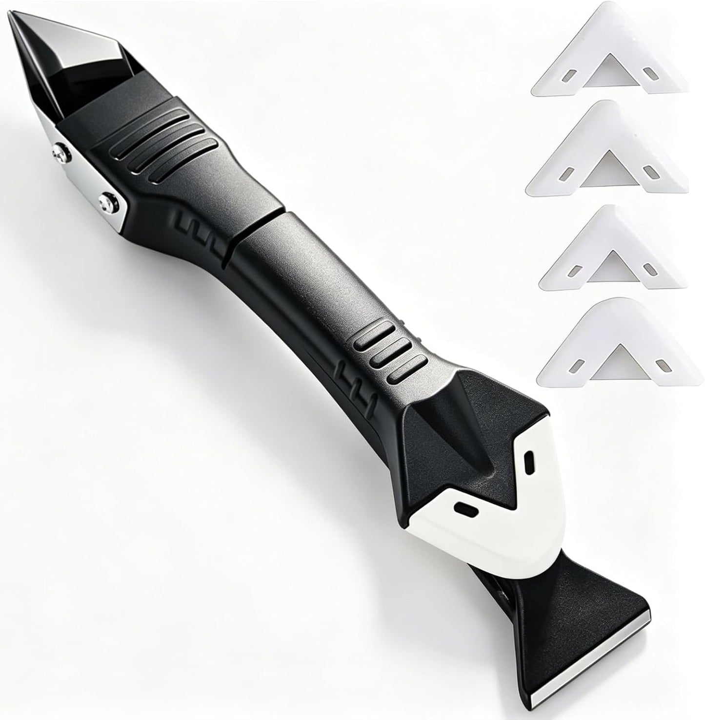 3-in-1 Silicone Caulking Tool – Stainless Steel Caulk Remover & Sealant Finishing Scraper, Grout Removal Tool, Caulk Edger & Seam Repair Kit for Bathroom, Kitchen, Floor, Window, Sink Joints
