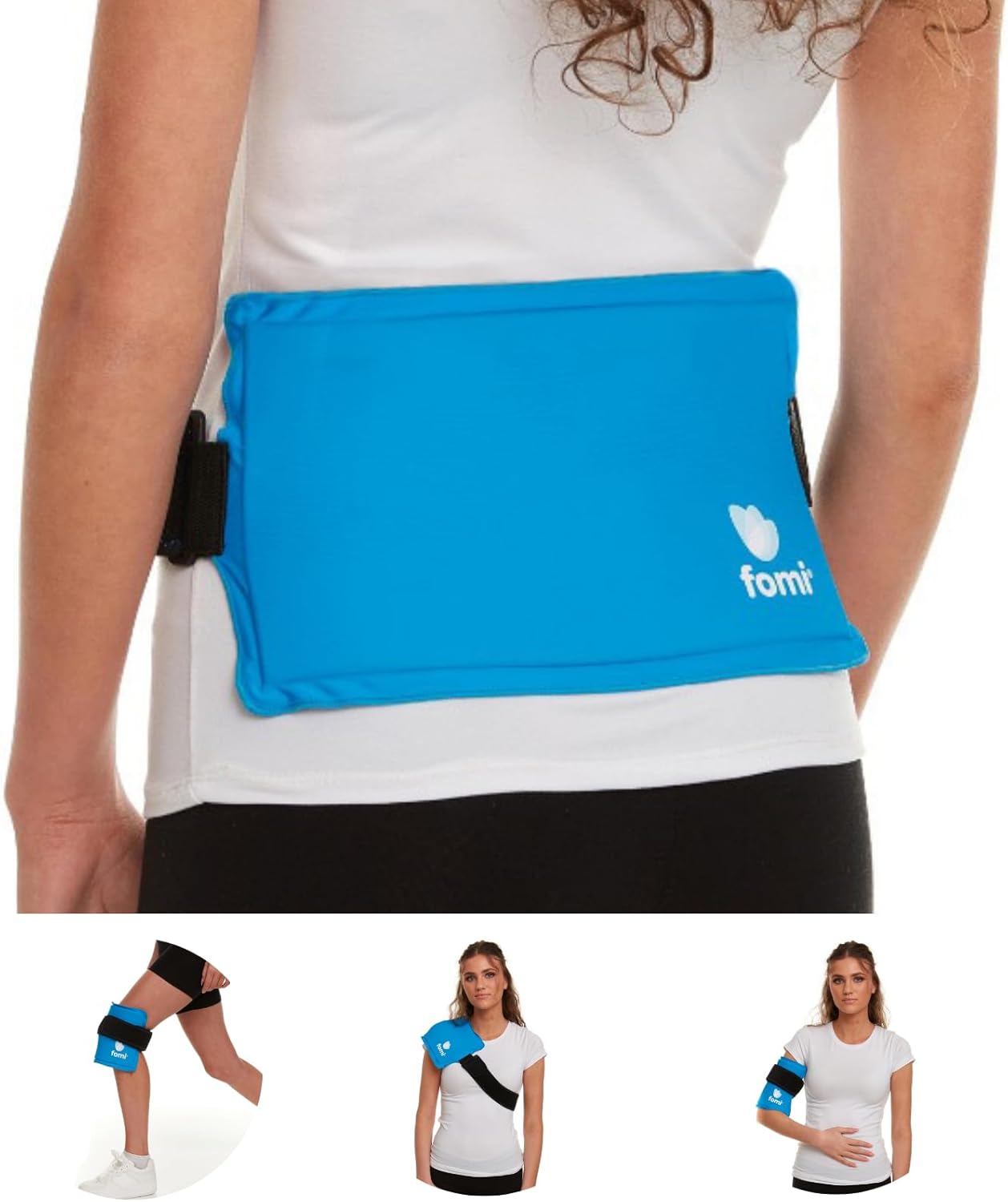 Premium Hot Cold Gel Bead Ice Pack by FOMI Care | Cool Compress for Lower Back, Shoulder, Knee, Bicep, Stomach | Coccyx, Sciatica, Tailbone Pain Relief | Flexible, Reusable Heating Pad | (Blue)