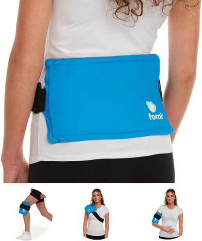 Premium Hot Cold Gel Bead Ice Pack by FOMI Care | Cool Compress for Lower Back, Shoulder, Knee, Bicep, Stomach | Coccyx, Sciatica, Tailbone Pain Relief | Flexible, Reusable Heating Pad | (Blue)