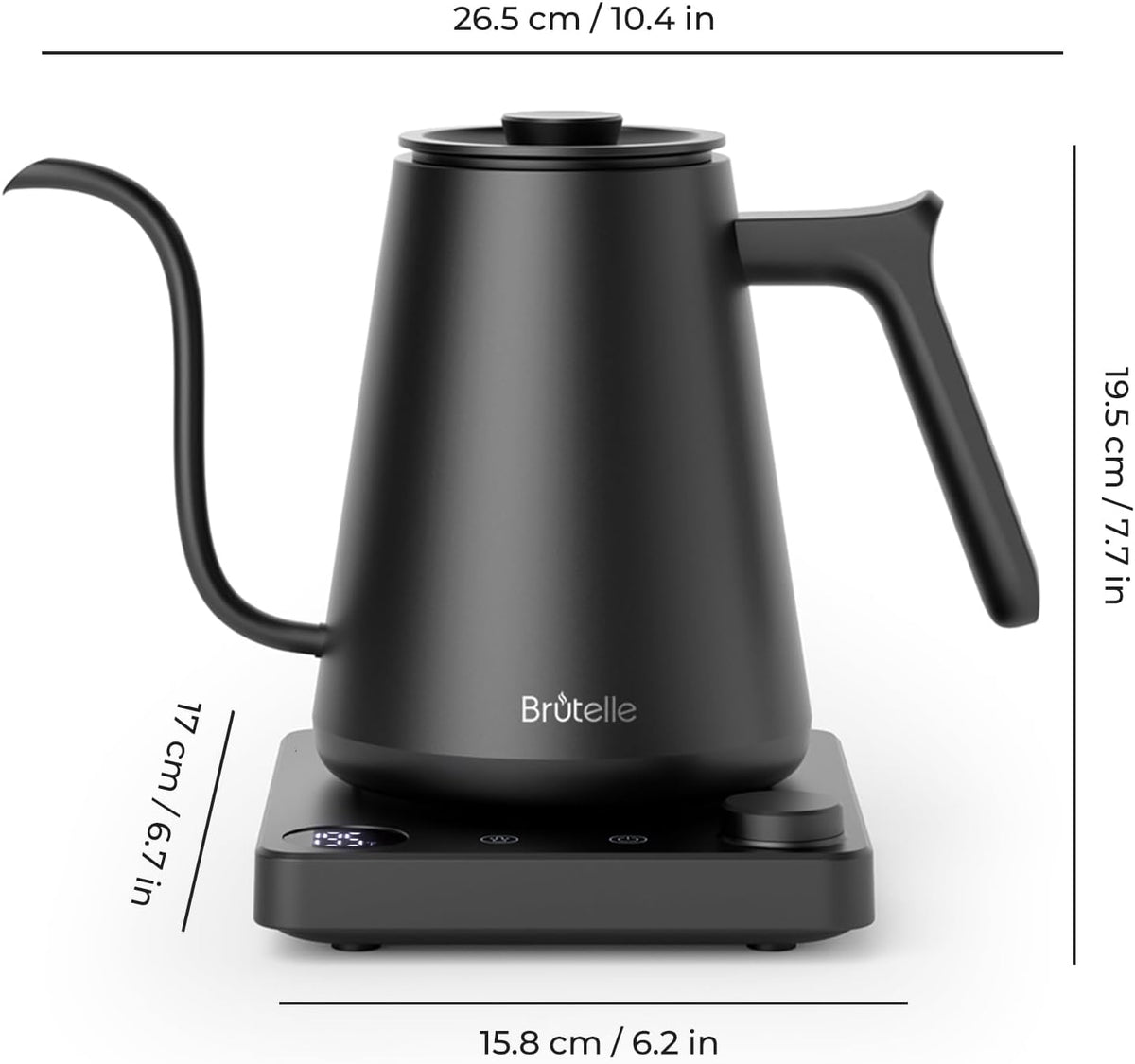 Gooseneck Electric Kettle Coffee Kettle with ±1°F Temperature Control, 27oz/0.8L 1200W Rapid Heating, 2Hours Keep Warm Automatic Shut Off Stainless Steel for Pour Over Coffee & Tea - Black