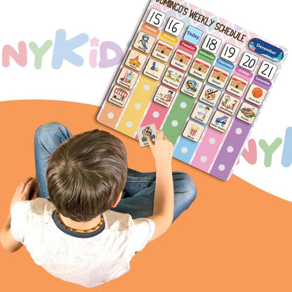 TinyKidz Wooden Daily Routine Chart 11x15, Schedule Board for Kids, Wooden Chore Chart for Kids, Responsibilities Chart for Toddlers, Morning Bedtime Routine for Toddlers