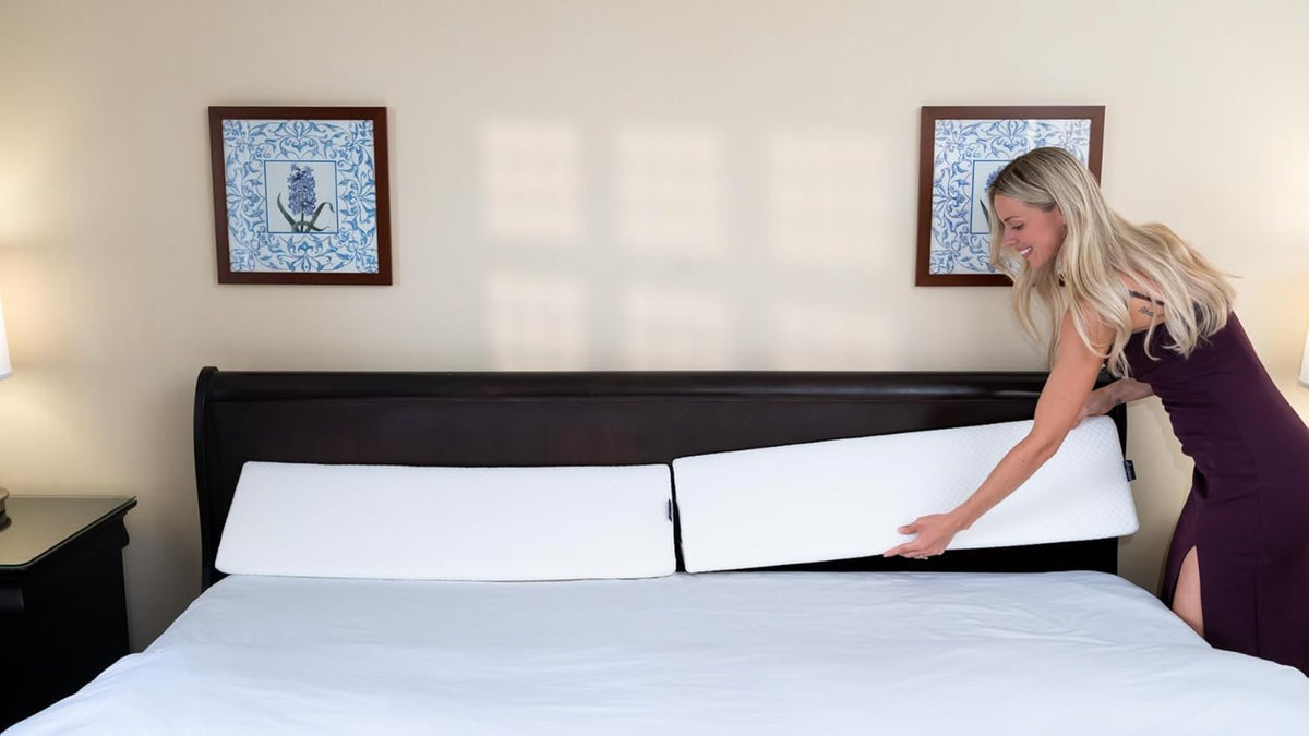XetraDesign Bed Wedge Pillow for Headboard Gap Up to 7", Triangle Gap Filler for Bed, Mattress Wedge Gap Filler, Headboard Space Filler, Corner Pillow, White Queen 60"