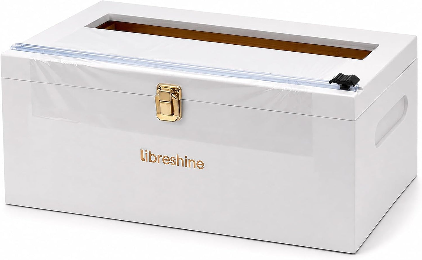 Libreshine 12-Inch Bamboo Plastic Wrap Dispenser with Cutter for Large Roll | Fits many 3000 ft plastic wrap and 1000 ft foil rolls, including Kirkland Signature rolls sold at Costco