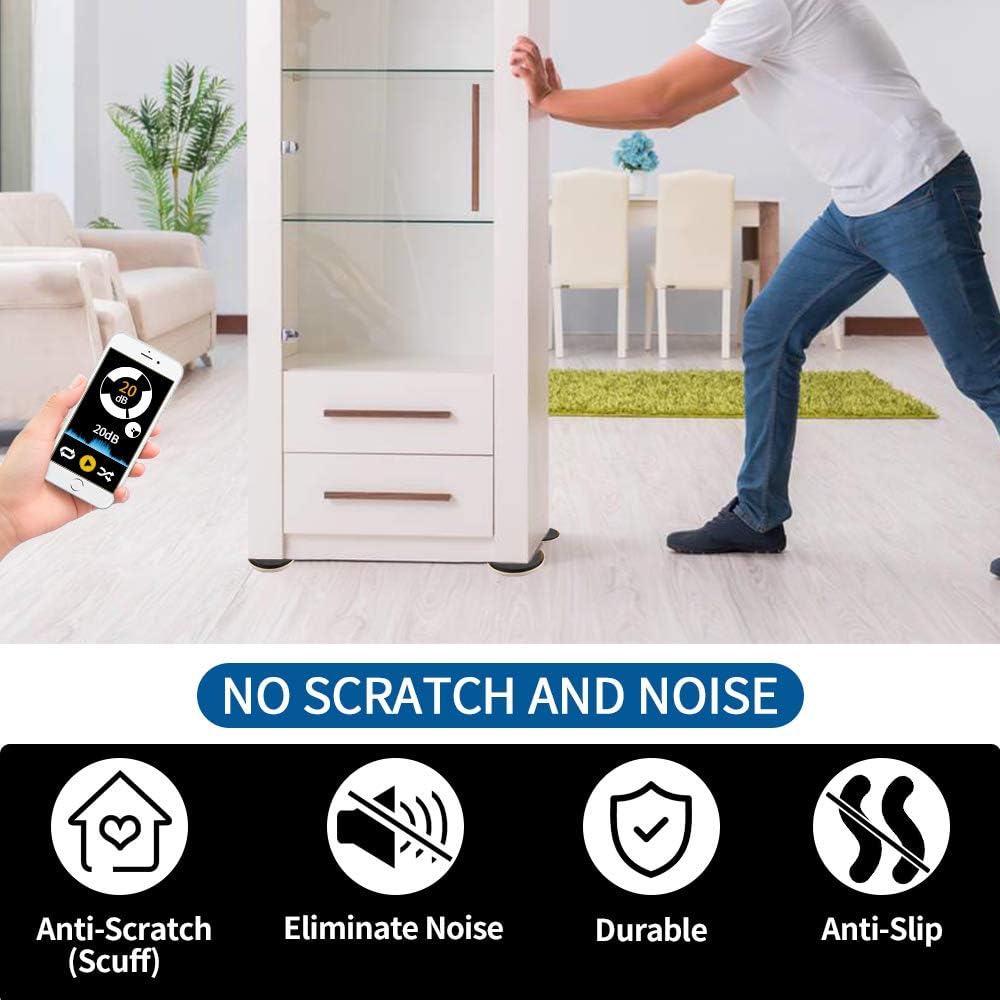 Furniture Sliders 8pcs 3 1/2 inch - Heavy Duty Reusable Round Sliders for Moving Furniture on Carpet, Easily Move Couches/Beds/Armoires/Chair/Table/Cabinet