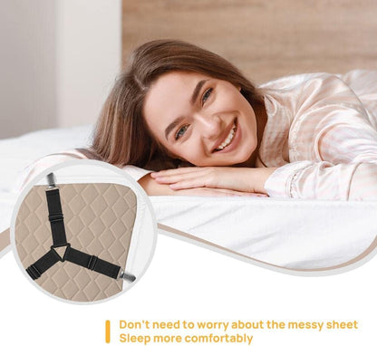 FGY Bed Sheet Straps Adjustable Elastic Fasteners with Metal Clips for Tablecloth Bedding