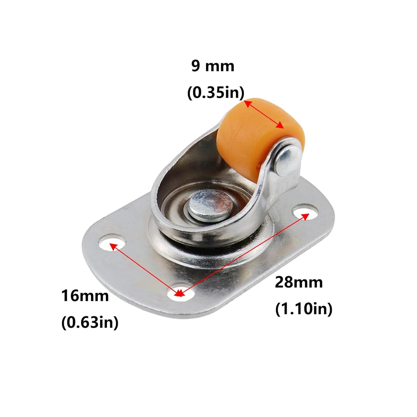 Semetall 4PCS Swivel Caster Wheels Square Cup Furniture Castors (Bronze) | 150kg Load Capacity, with Screws for Piano Feet, Sofa, Table, 1.02 Inch (26mm) Wheels