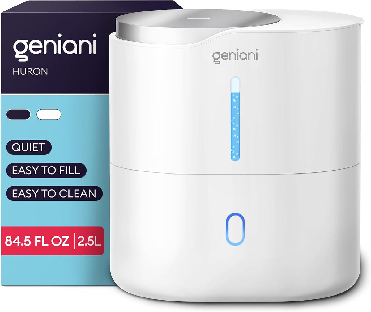 GENIANI Cool Mist Air Humidifiers for Bedroom, Plants, and Large Rooms - Quiet Humidifiers for Baby Room with Auto Shut Off & Night Light (3.9L, White)