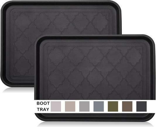 WATANIYA PET Boot Tray for Entryway Indoor, Heavy Duty Shoe Mat Tray 2 Packs, 16.7"x12.8" Waterproof Shoes Trays with Raised Edge, Outdoor Multi-Purpose Mats for Boots, Garden, Pets