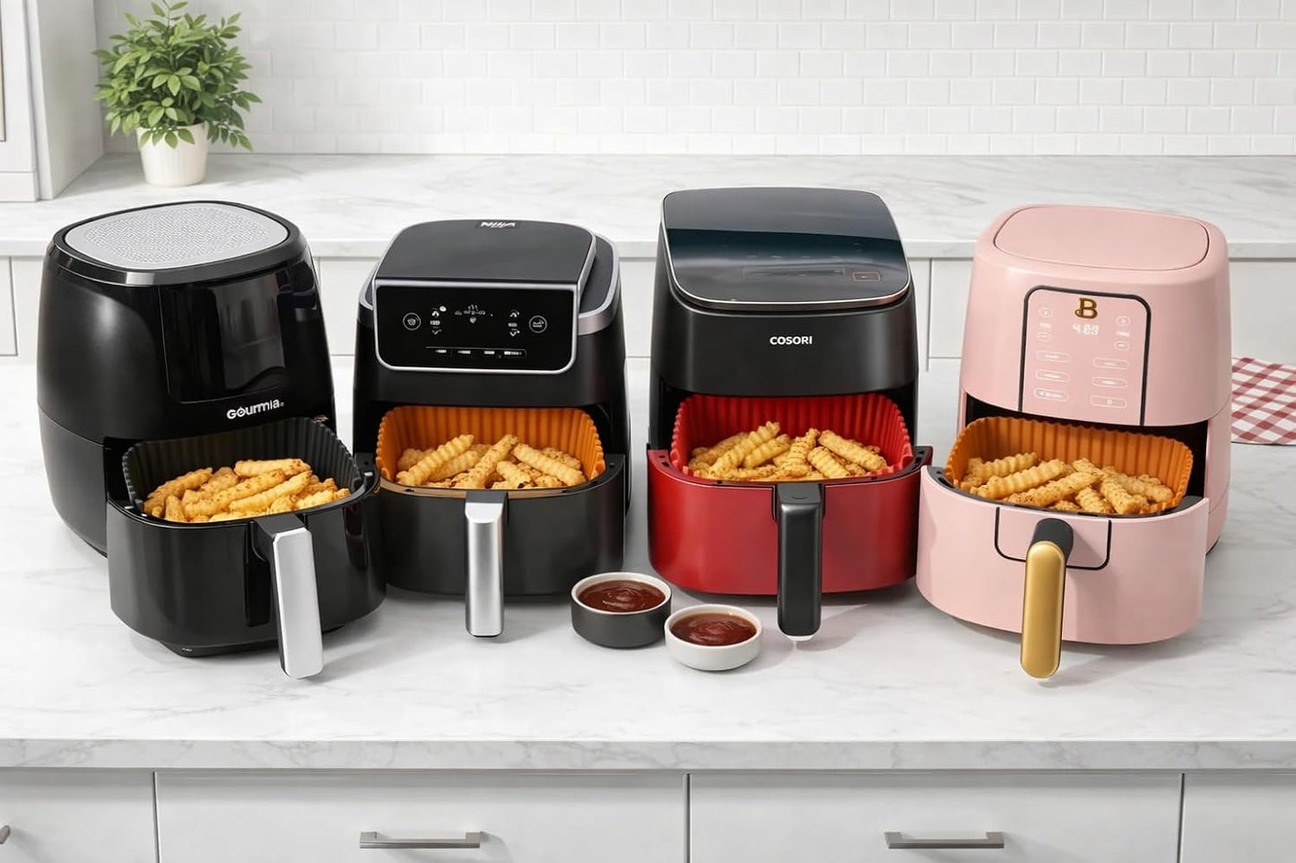Silicone Air Fryer Liners 3-Pack 6x6" for 2.5-4 Qt Air Fryers | Reusable, Non-Stick, BPA-Free, Heat-Resistant, Fits Mainstays, Chefman TurboFry, Gourmia & Crispy Baskets