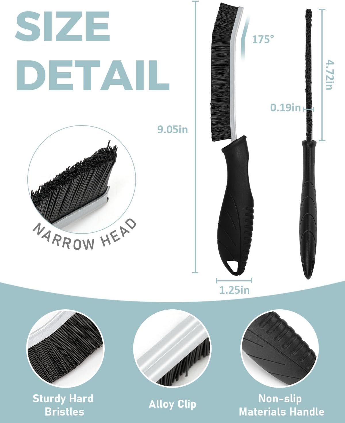 SXhyf Crevice Cleaning Brush - Grout Scrub Brush, House Cleaning Supplies | Small Brushes for Cleaning, Hard Bristle Tile Grout Brush Gap Cleaning Tool for Household Use, Bathroom, Kitchen (3pcs)
