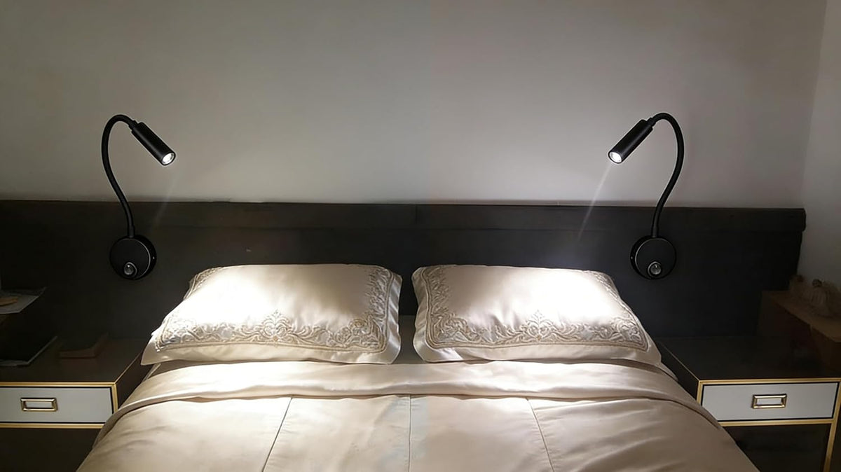 Wall Mounted LED Reading Lamp Focused 25° Spotlight for Bedroom headboard Marine Cabin Boat Yacht Interior Light Hotel Suite Hospital Patient Room Bedside Sconce 4.92ft Cord