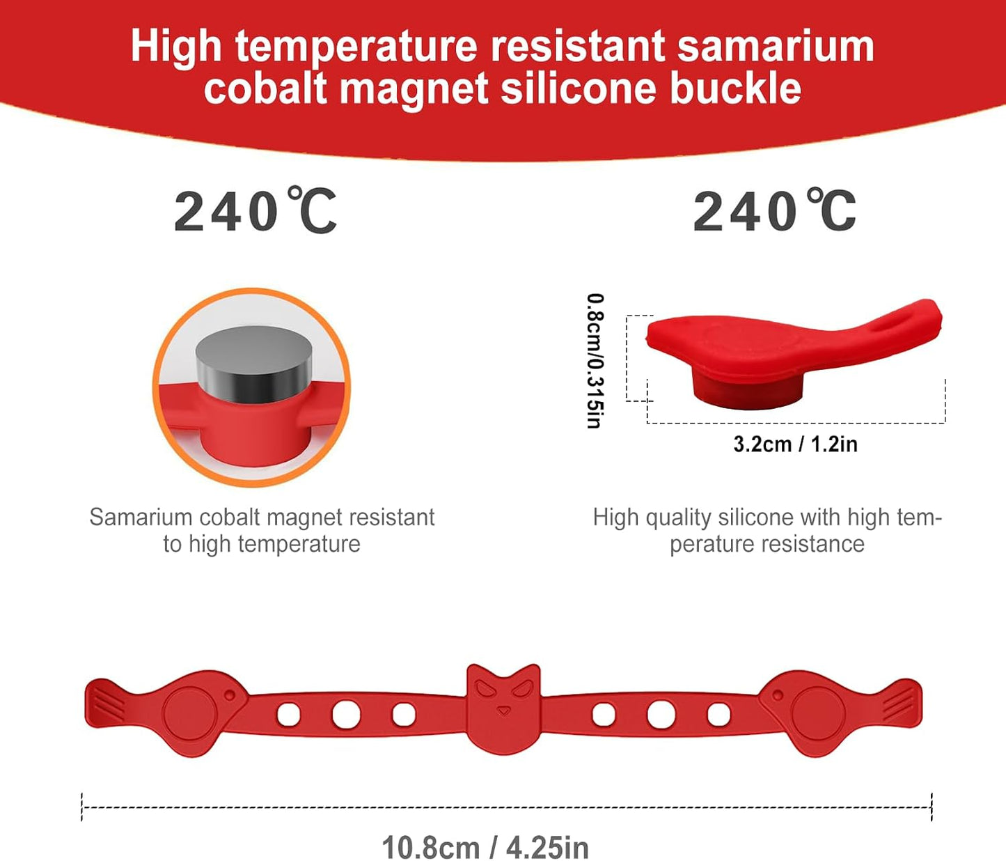 Air Fryer Magnets Silicone Buckle for Parchment Paper Liners, High-Temp Resistant Air Fryer Accessories, Safely Lock Paper from Heating Element or Covering Food, Prevent Burning (Red)