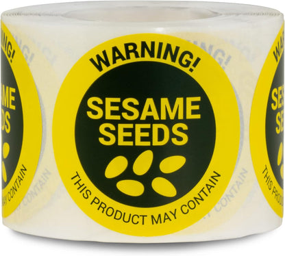 Sesame Seeds Allergy Warning Stickers, 1.5 Inch Round, 300 Labels