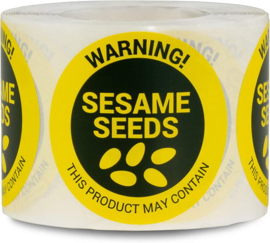 Sesame Seeds Allergy Warning Stickers, 1.5 Inch Round, 300 Labels