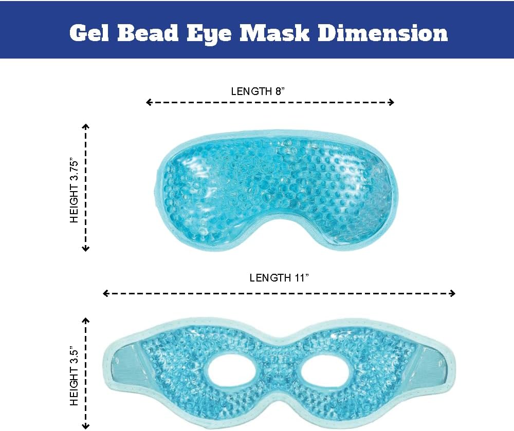 USA Merchant - Cold & Hot Eye Mask Gel Bead Mask for Dry Eyes, Dark Circles, Stress Relief, Migraines, Eye Ice Pack, Reusable, Compress Mask, Convenient Storage Bga (Eye Mask Blue)