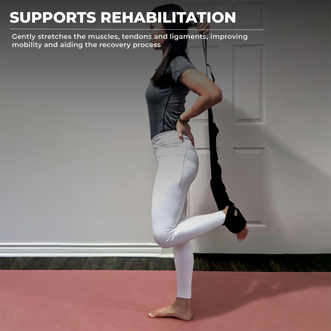Foot and Calf Stretcher - Stretching Strap for Plantar Fasciitis, Achilles Tendonitis, Heel Spurs, Foot Drop, & Hamstring, Versatile Stretch Strap Used as Leg stretcher, Hamstring Stretcher and Foot Stretcher
