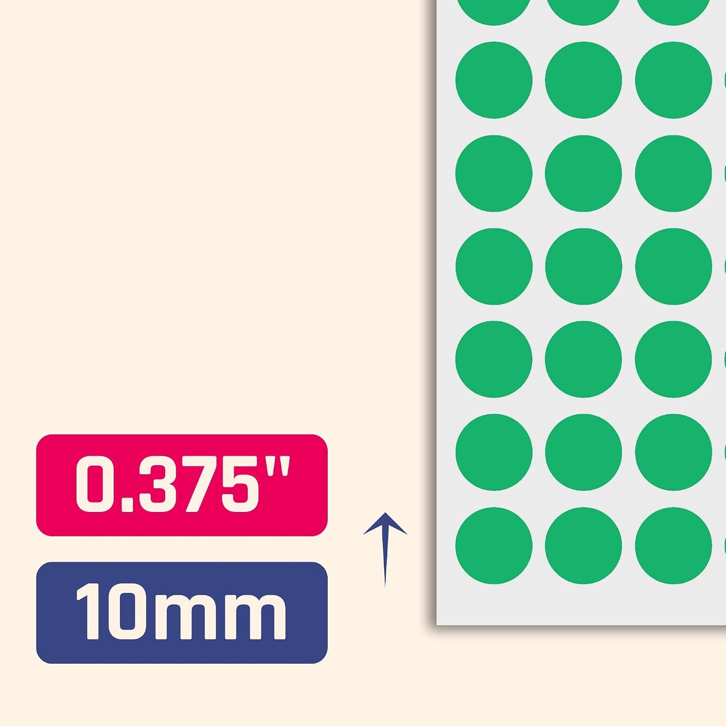 3000 Pieces, Small Colored Dot Round Stickers Labels - 10 Colors, 0.375"