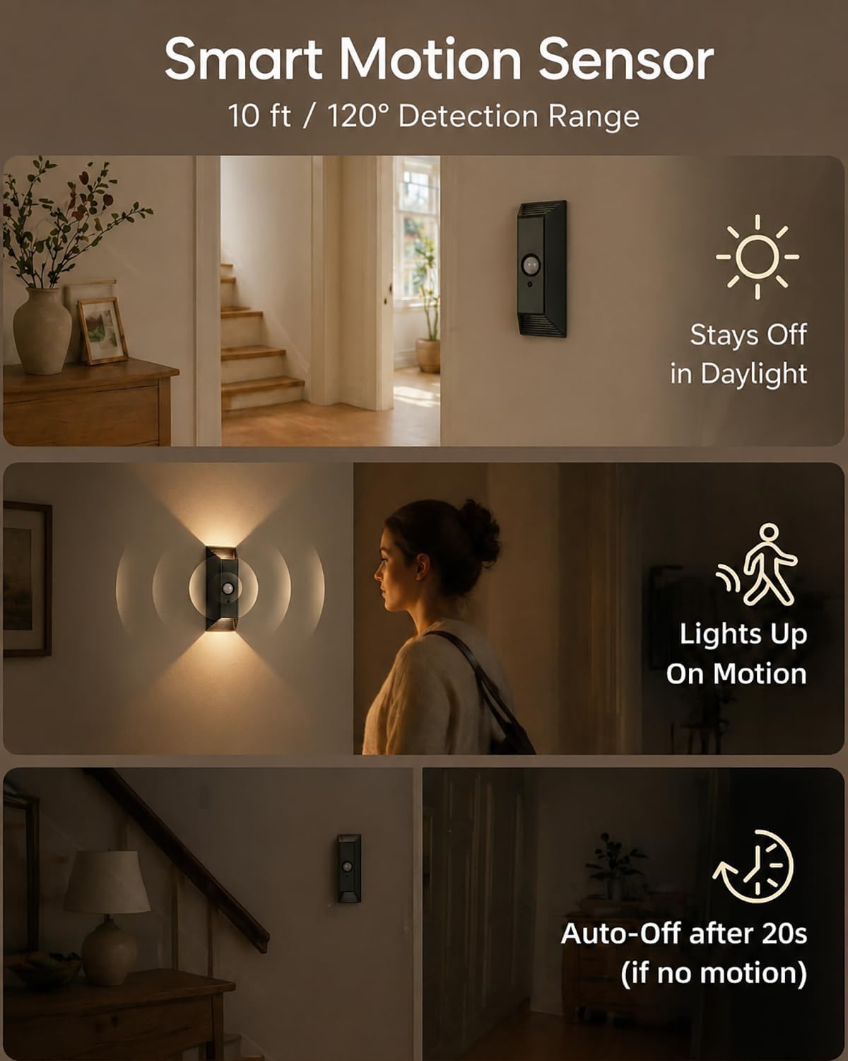 HOEOSE 2 Pack Motion Sensor Wall Light Rechargeable Wall Sconce with Remote | Battery Operated Wall Sconces, 3 Color Temps, Dimmable, Magnetic Wireless Wall Lamp for Hallway, Stair, Entryway, Renters