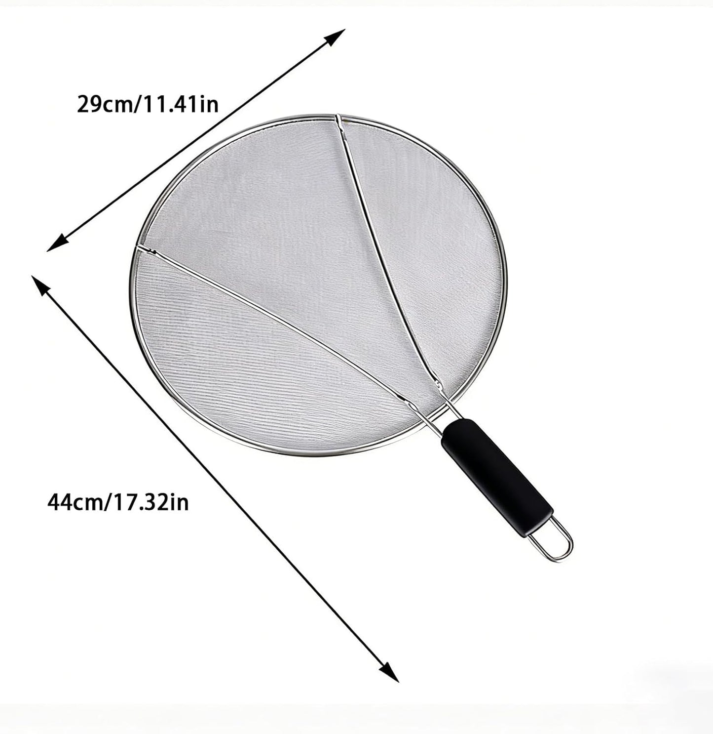Stainless Steel Splash Guard, Frying Pan Splash Guard, Fine Mesh Cover, Prevents oil Splattering, Comfortable Handle to Prevent Burns, Suitable for Frying Pans and Cooking Utensils (15in)