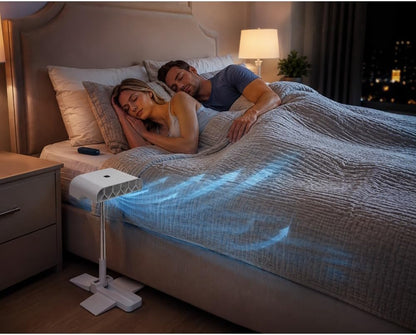 Rechargeable Cooling Bed Fan Under Sheets,Under Sheet Bed Cooling Fan for Hot Sleepers & Night Sweats,Fits all Mattress Heights,Adjustable Beds Coolings System with 5 Speeds and Remote (White)