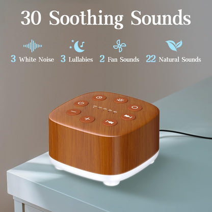 Meditation White Noise Sound Machine 30 Soothing Sounds with 32 Volume Control 12 Night Light 5 Timers Portable Sleep Machine for Travel Powered by AC or USB Sleep Therapy for Baby Kids Adults (Black)