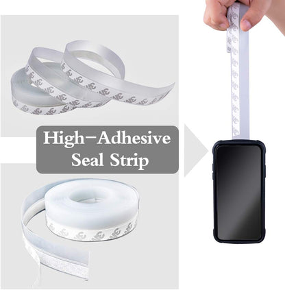 Silicone Seal Strip,Weather Stripping for Door or Window,Weatherproof Soundproof Self Adhesive Door Strip Bottom, Door Draft Stopper Silicone Strip Tape (Black Length 16.5 Feet Width 45mm)