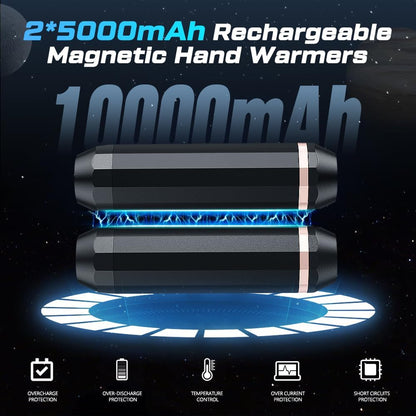 3-in-1 AI Hand Warmers Rechargeable 10000mAh 24Hrs 360° Heating | Dual Power Bank & Flashlight, Portable Pocket Heater, Outdoors Hunting Camping Accessories, Gift for Men Women