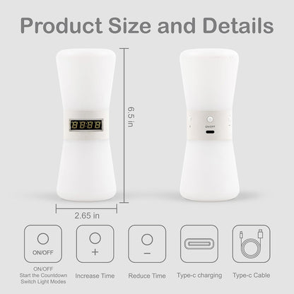 Rechargeable Digital Hourglass, LED Visual Timers, 1-99 Mins | Adjustable Countdown Timer with Warm White Flowing Light, Portable Electronic Hourglass for Teens, Adults, School, Home