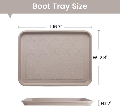 Boot Tray 2 Packs All Seasons Multi-Purpose, Waterproof Boot Trays for Entryway Indoor & Outdoor, Non-Slip Shoe Tray, 16.7"x12.8",Grey