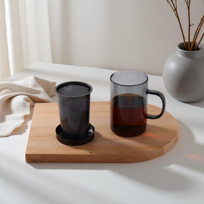 ecooe 16.9 OZ Borosilicate Glass Tea Mug Cup Glasses with Stainless Steel Infuser & Lid, Loose Leaf Tea Cup Clear Teacup 430mL(Use Capacity) | 500ml, Clear Glass Tea Cup, with Stainless Steel Infuser/Lid, Teacup for Loose Leaf Tea, Birthday for Parents