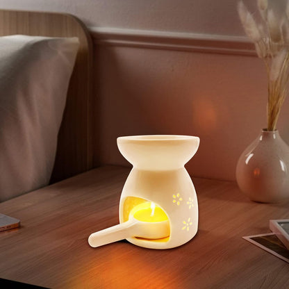 Ceramic Tea Light Candle Holder, Oil Burner for Scented Oil, Tealight Wax Warmer Decoration for Bedroom,Living Room,Balcony,Patio Tabletop Star Birthday Wedding Gift