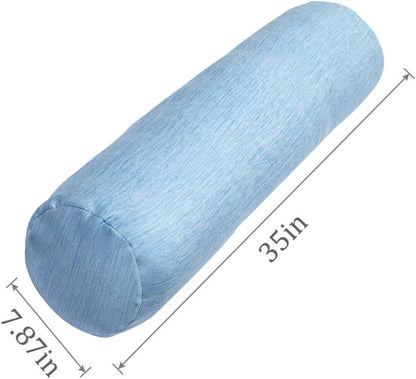 1 MIDDLE ONE Body Pillow for Adults, Bolster Pillow with Removable Velvet Cover, Long Round Cervical Roll Pillow, 35 x 7.87 Inches, Blue