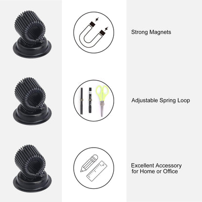 (10 Pack) Magnetic Pen Holder Clip, Stainless Pen Holder Clip with Adjustable Spring Loop, Magno Magnetic Pencil Holder for Refrigerator Whiteboard Erase Board and Bulletin Board Map