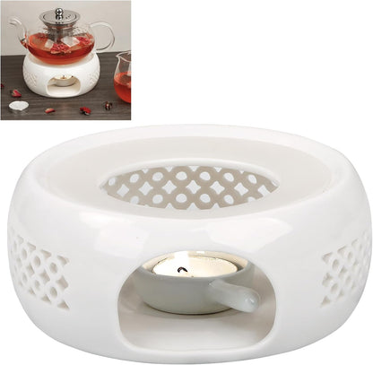 KAYCROWN Teapot Warmer, Ceramic Tea Warmer with Tealight Holder, Teapot Heater for Heating Tea, Coffee, Milk, Tea Light Warmer, Suitable for All Teapots