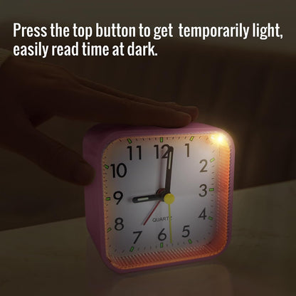 Lamisola Small Analog Travel Alarm Clock, Battery Operated Desk Table Shelf Clock for Kids, Quieter Bedside Alarm Clocks for Bedrooms Bathroom Living Room Kitchen, Black