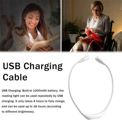 Neck Reading Light, Reading Book Light, 3 Colors, 3 Brightness Levels Portable Battery Operated Flexible USB Hands Free Small Booklight Led Lamp for Bed at Night Knitting Camping White