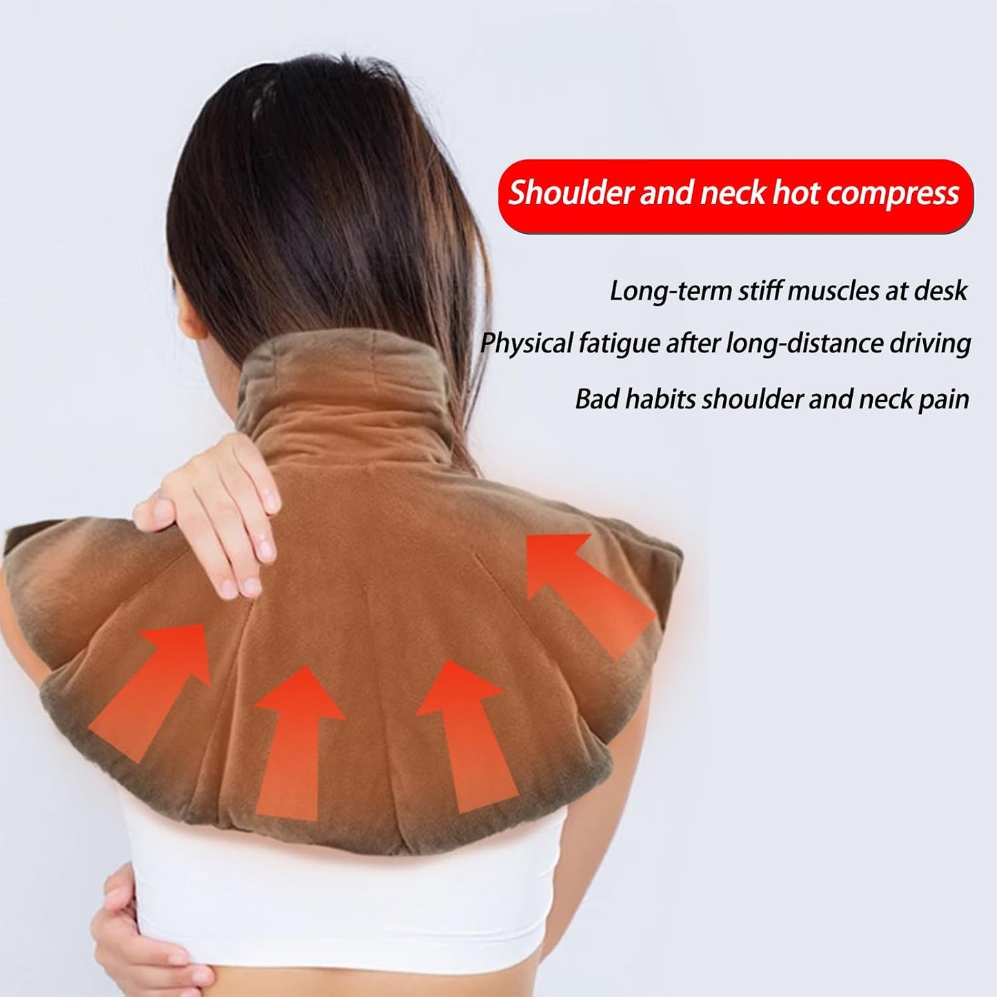 Microwavable Heating Pad for Neck and Shoulders Weighted Warmer Wrap with Moist Heat, Hot & Cold Compress for Pain Relie