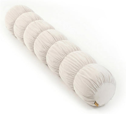 Pat. Pend. Long Bolster Pillow for Bed, Small Body Pillow for Adults, Soft Velvet Washable Cover, Cylinder Pillow for Side Sleepers and Leg Support(Misty White, 39"x 7.87")