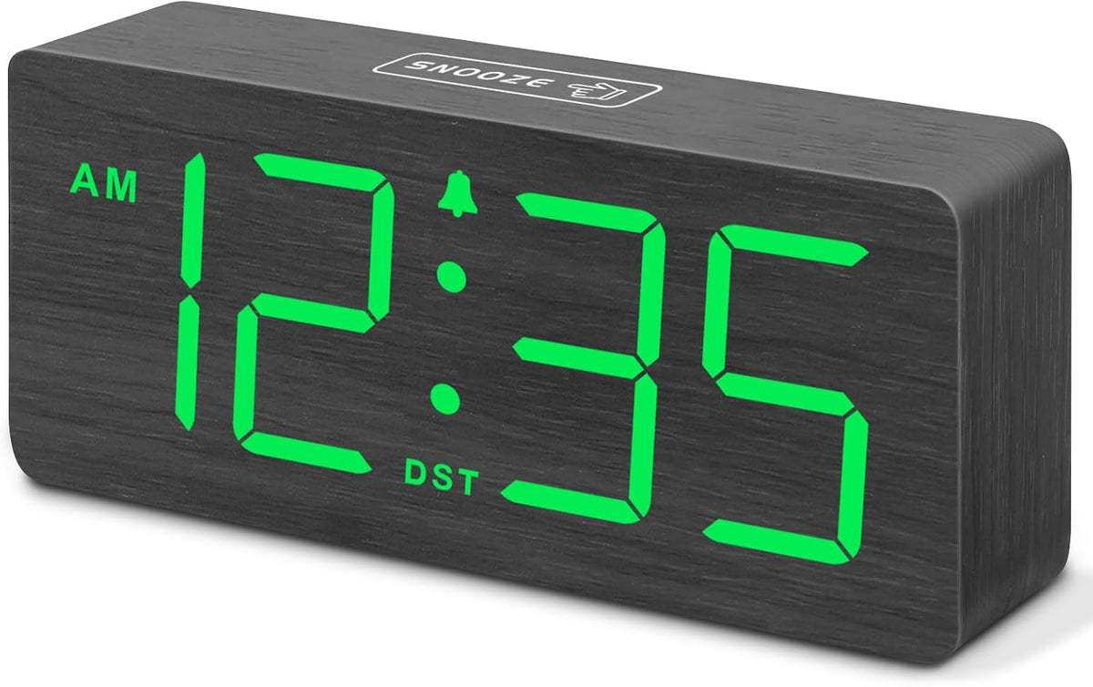 DreamSky Wooden Digital Alarm Clock for Bedroom with Large Numbers