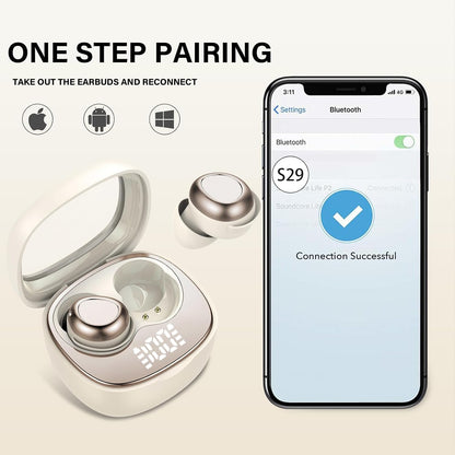 Sleep Ear Buds, 2025 True Wireless Earbuds, Ultra-Mini Bluetooth 5.4 Earbuds for Side Sleepers, 42H Play Hi-Fi Stereo 3D Bass Noise Cancelling Bluetooth headphones, USB C, IP7 Waterproof LED Earphones