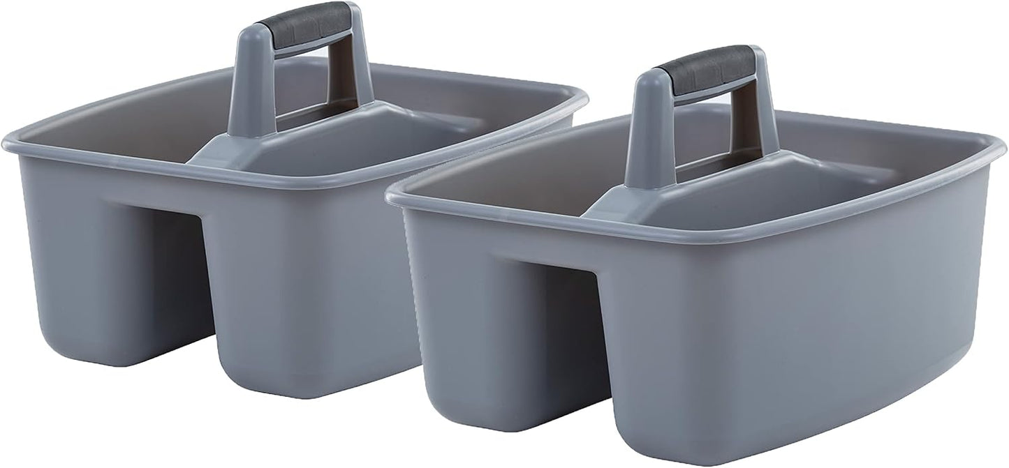 Mighty Tuff Rough and Rugged All-Purpose Cleaning Caddy, Grey/Black 2 Count (CD0170) | Durable organizer for carrying cleaning supplies, tools, and household essentials with a rugged, easy-grip design.