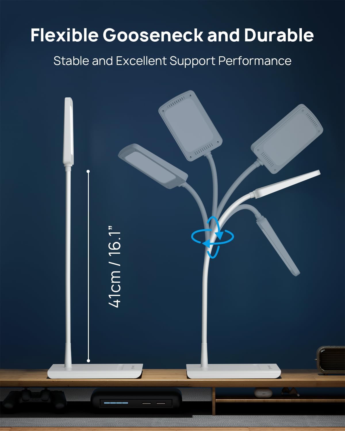 TROND Desk Lamp, Dimmable Eye-Caring Table Lamp, Memory Function, Black | 3 Color Modes 7 Brightness Levels, Flexible Gooseneck, Touch Control, Desk Light for Home Office Dorm Room Essentials