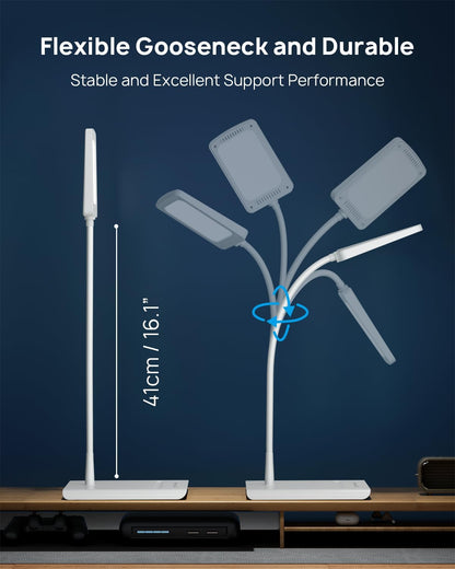 TROND Desk Lamp, Dimmable Eye-Caring Table Lamp, Memory Function, Black | 3 Color Modes 7 Brightness Levels, Flexible Gooseneck, Touch Control, Desk Light for Home Office Dorm Room Essentials