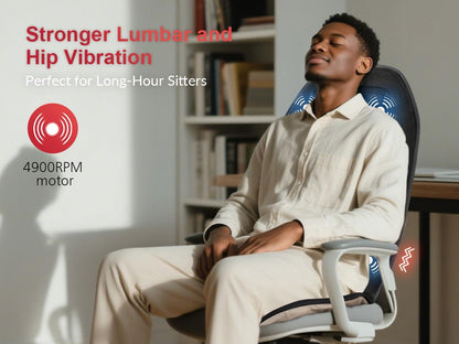 COMFIER Back Massager with Heat, Vibration Massage Seat Cushion with 8 Massage Nodes & 5 Modes, Adjustable Chair Massager Pad for Home Office, Heated Chair Pad, Gifts for Women Men Mom Dad