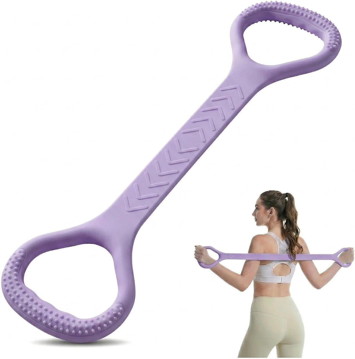 Figure 8 Resistance Band with Handles, Silicone Exercise Elastic Bands for Working Out Home Gym Office Travel, Non-Slip Full Body Arm Back Shoulder Stretch Bands for Yoga Pilates Women