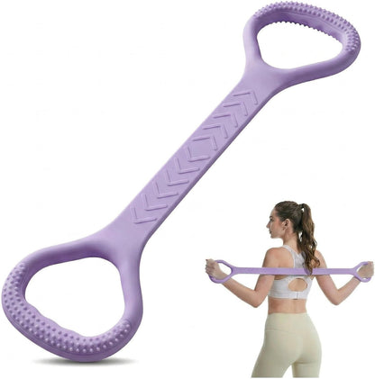 Figure 8 Resistance Band with Handles, Silicone Exercise Elastic Bands for Working Out Home Gym Office Travel, Non-Slip Full Body Arm Back Shoulder Stretch Bands for Yoga Pilates Women