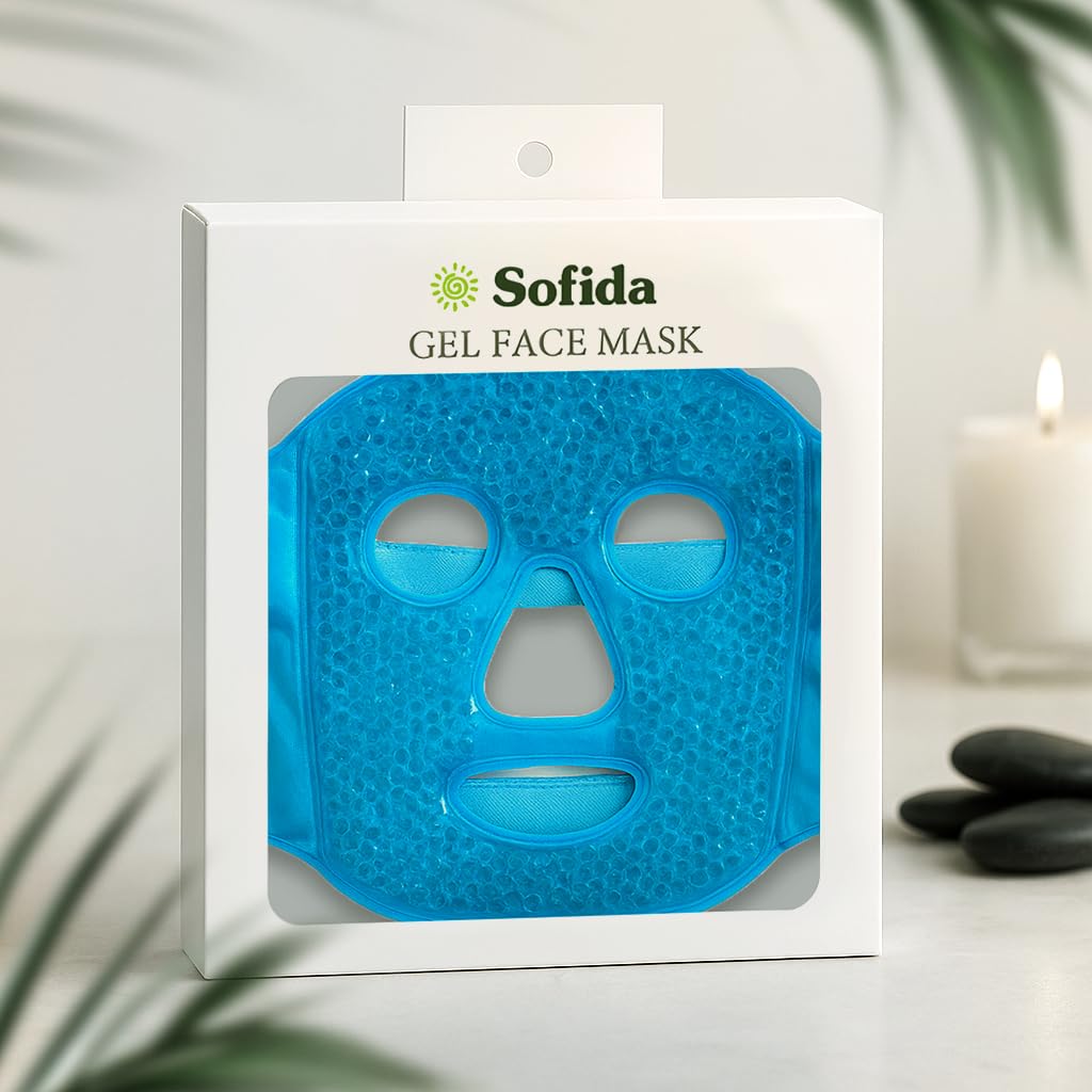 Cold Hot Gel Face Eye Mask - Reduce Puffy Dark Circles Bags Under Eyes Migraines Stress Relief - Heat Ice Therapy Pack Compress - Sinus Pressure Acne Headaches Relaxation (Blue)